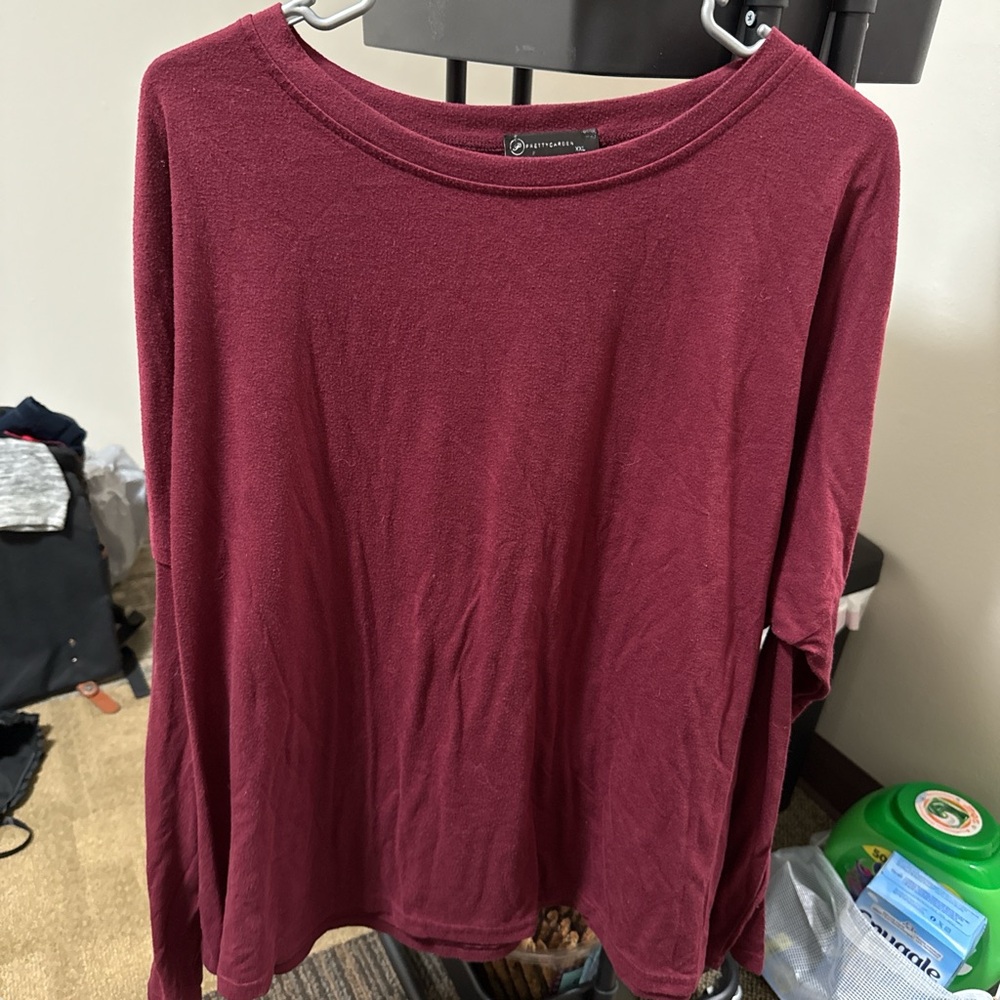 Women's Burgundy Long Sleeve Top